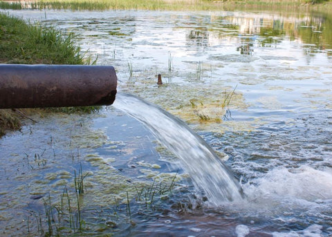 water stream running into a lake