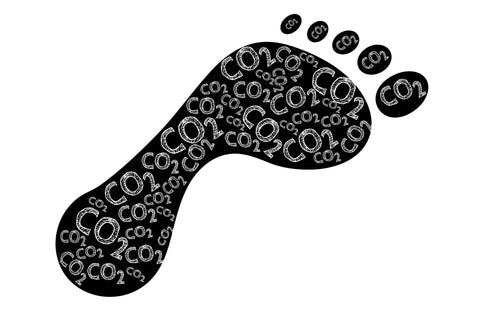 a foot with co2 illustrating the carbon footprint