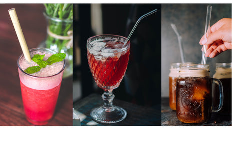 bamboo, stainless steel and glass straw, the eco alternatives